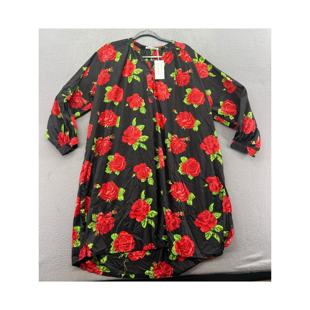 Generation Basic Red Rose Floral Tunic Dress Black Heart Tassels Size 16 NEW